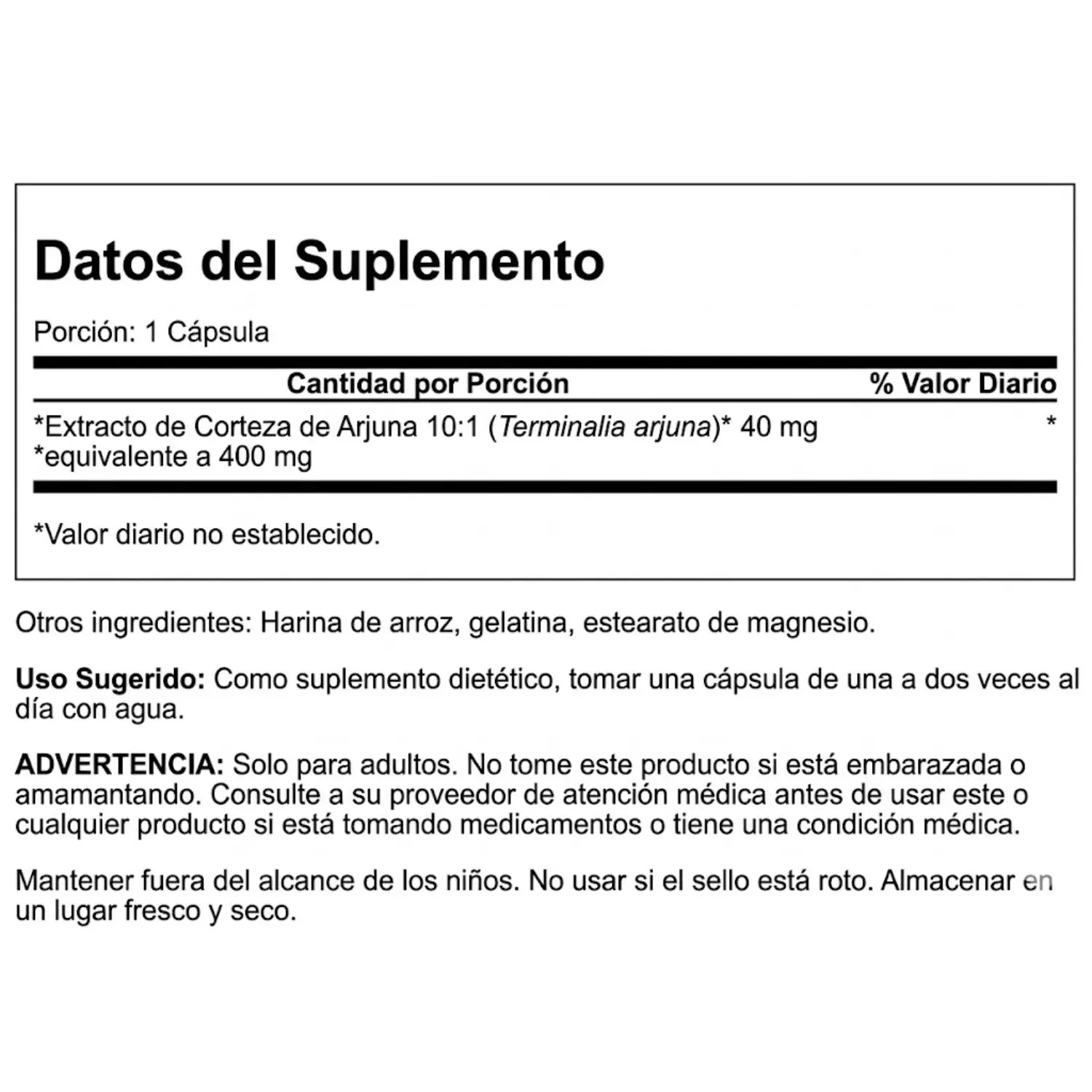 SWANSON CORTEZA DE ARJUNA 40 MG 60 CAPSULAS SFN