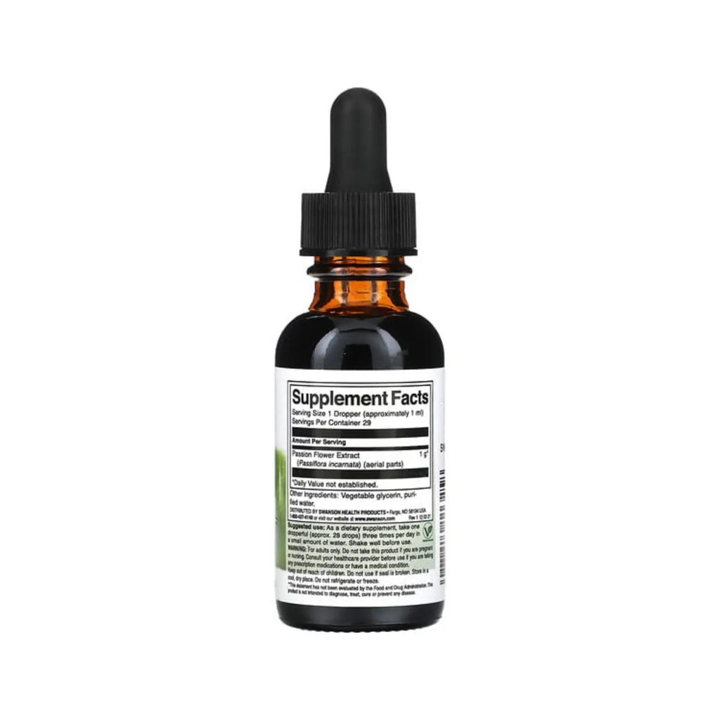 Swanson Passion Flower Liquid Extract - Alcohol & Sugar Free 1 g 1 fl oz Liq SFN