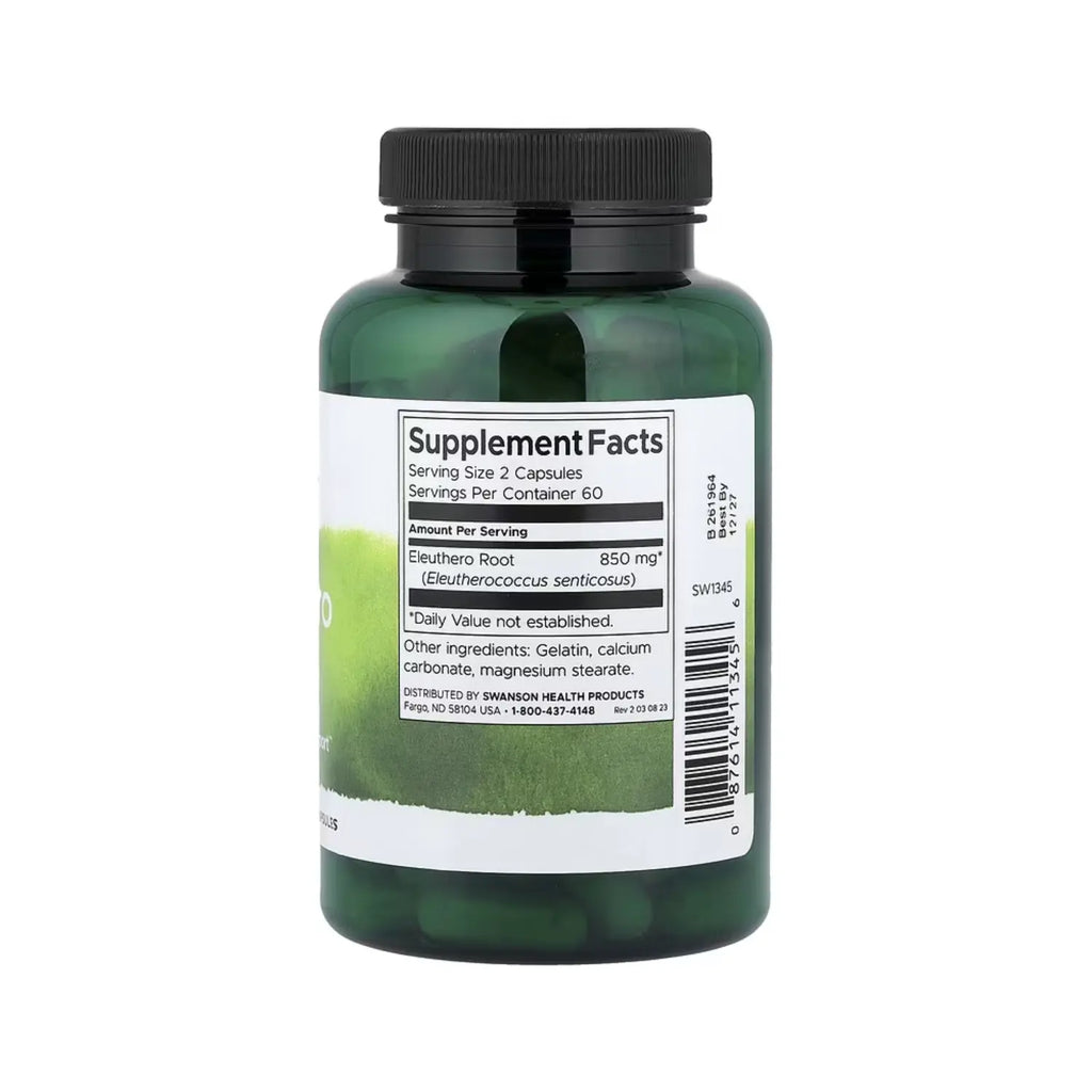 SWANSON RAIZ ELEUTHERO 425MG APOYO ESTRES,ENERGIA 120CAP SFN