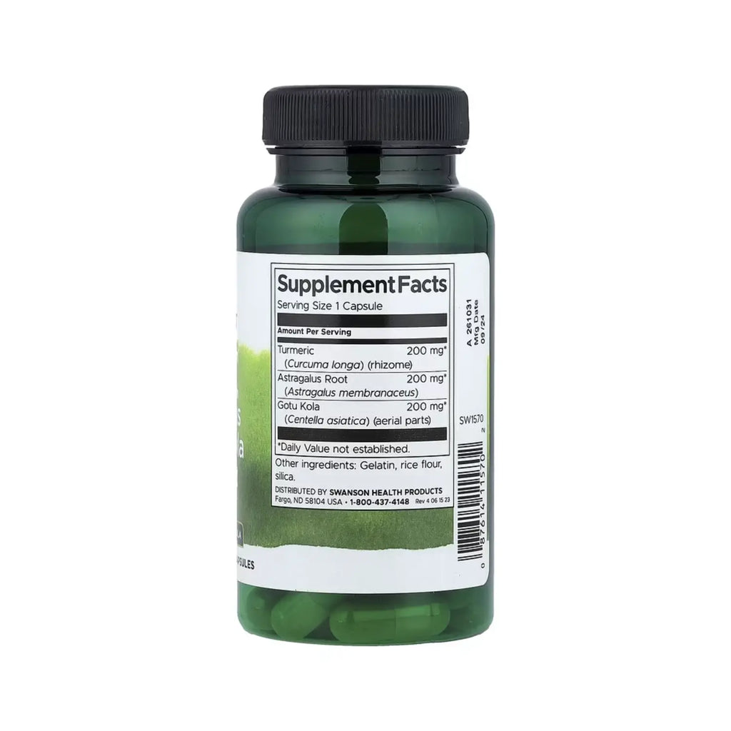 SWANSON COMPLEJO DE CÚRCUMA, ASTRÁGALO Y GOTU KOLA 60 CAPS SFN