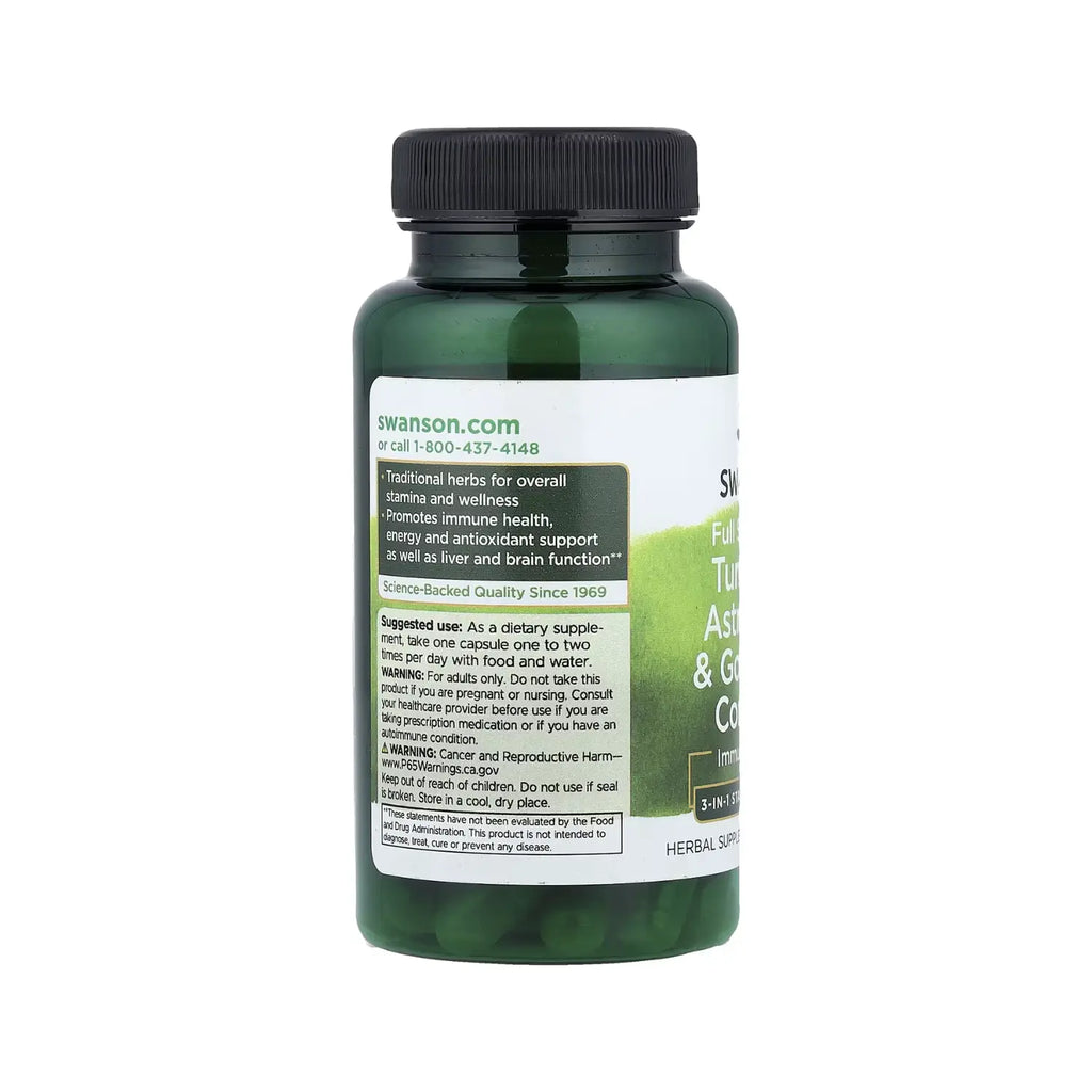 SWANSON COMPLEJO DE CÚRCUMA, ASTRÁGALO Y GOTU KOLA 60 CAPS SFN