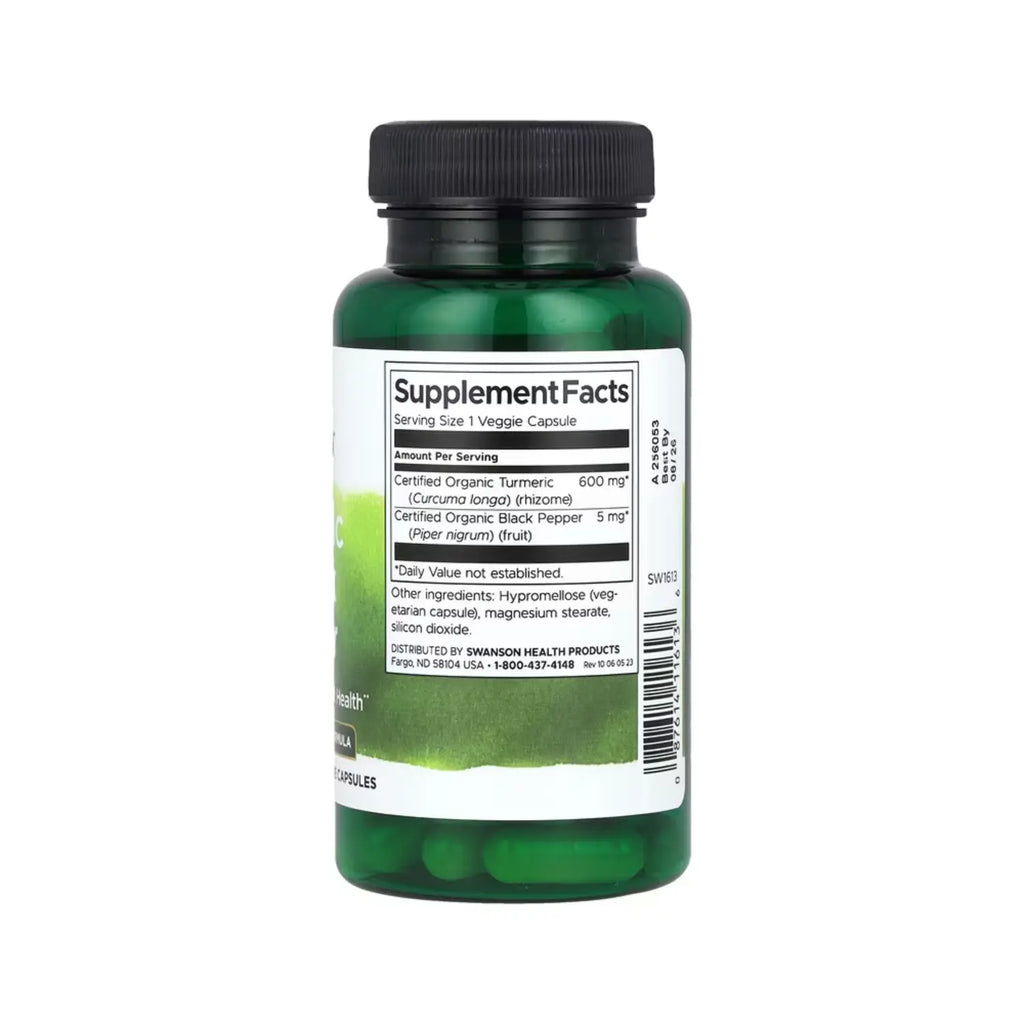 Swanson Cúrcuma Y Pimienta Negra 600 Mg 60 Capsulas Sfn