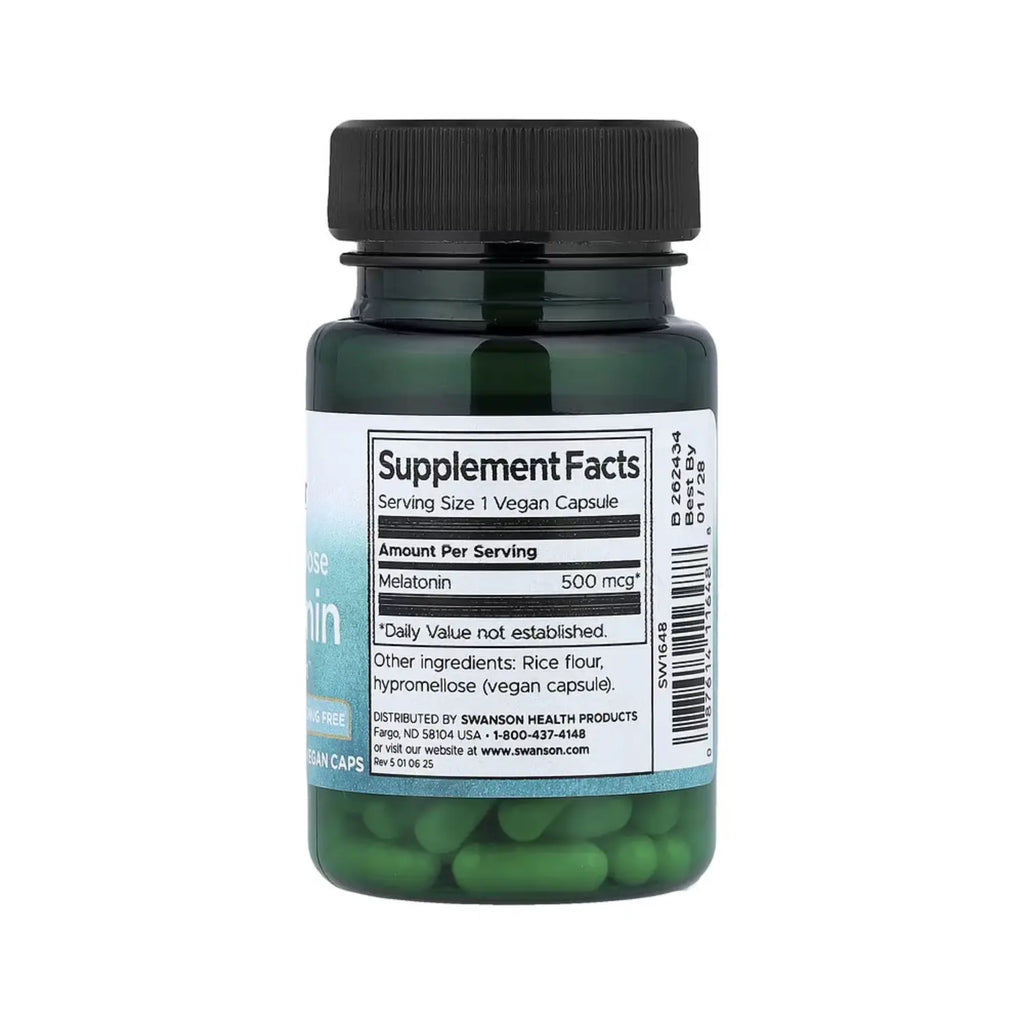 Swanson Melatonina 500 Mcg Mejora Del Sueño 60 Caps Sfn