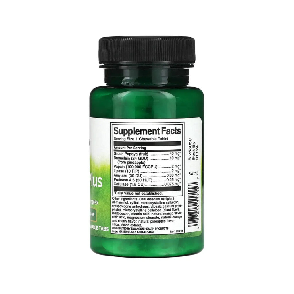 SWANSON PAPAYA PLUS MASTICABLE 90 TABLETAS MASTICABLES SFN