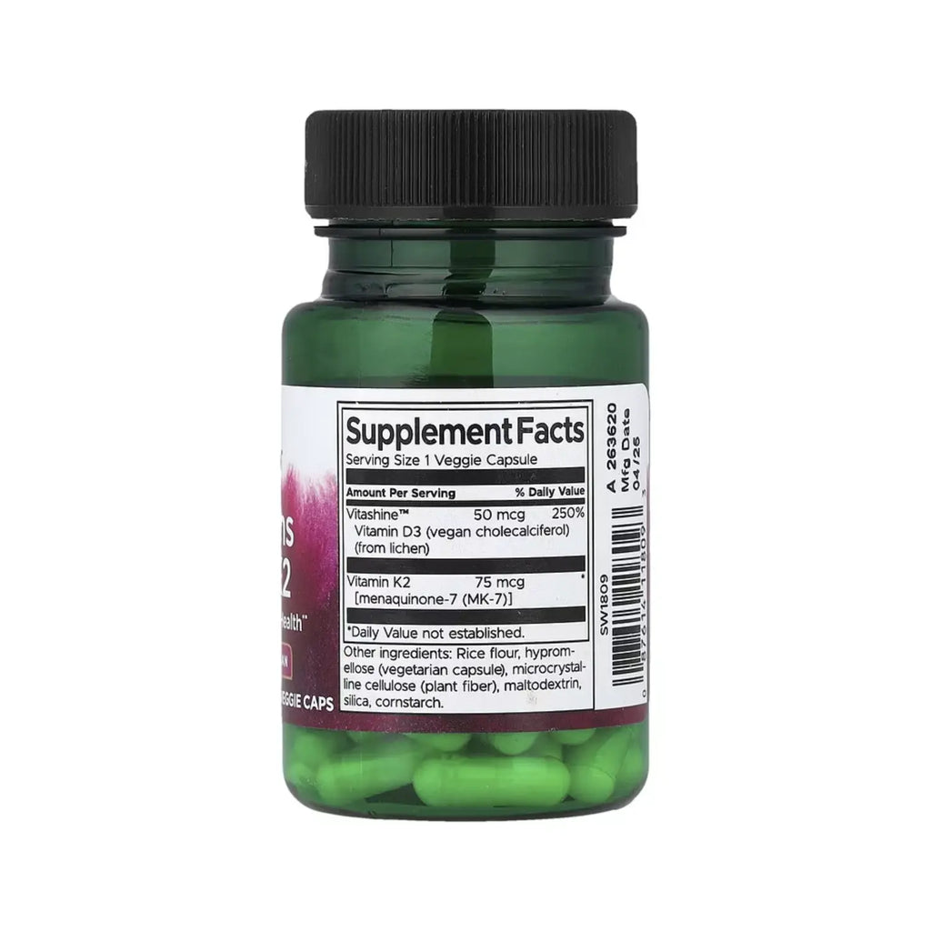 SWANSON VITAMINAS D3 Y K2 60 CAPS VEGETALES 75MCG SFN