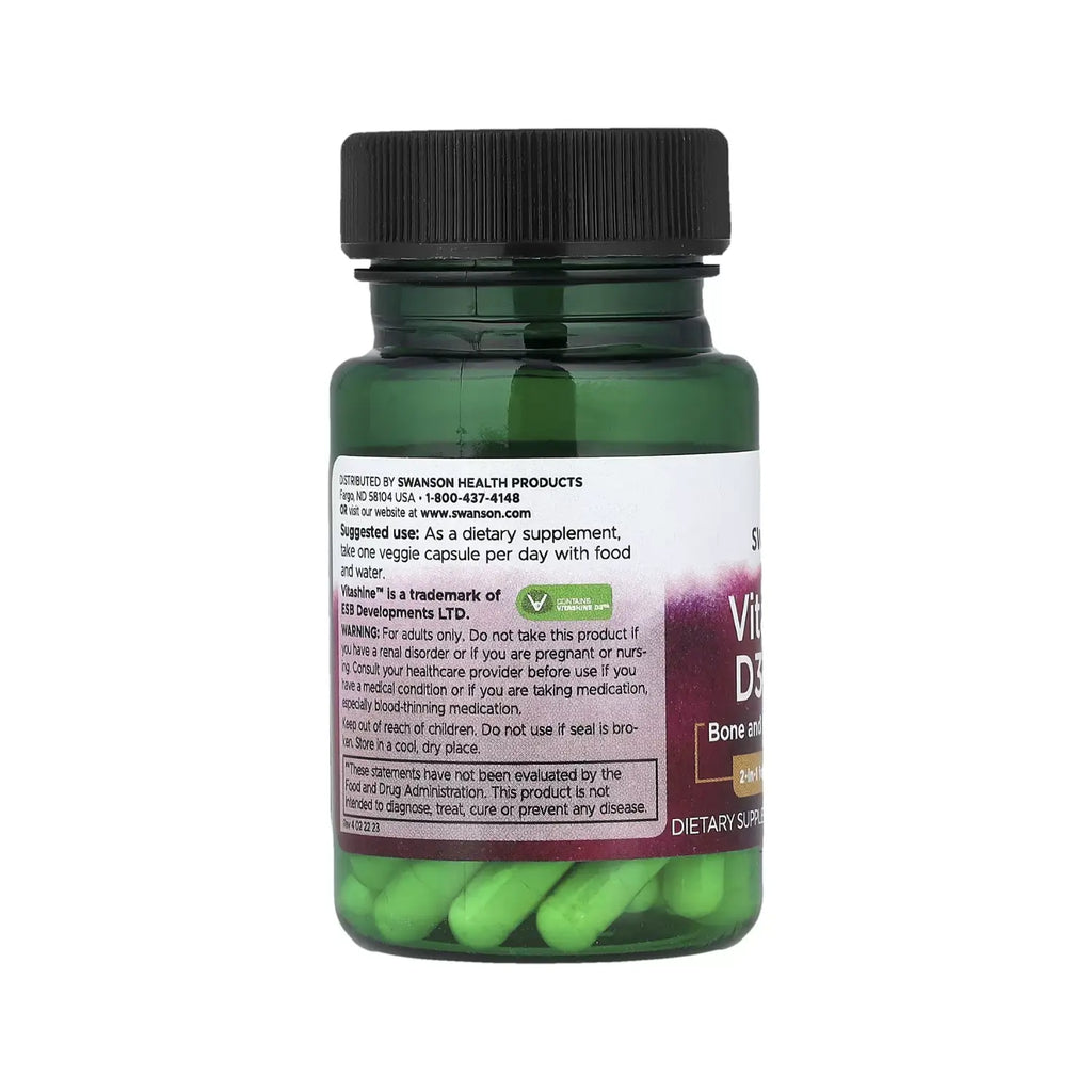 SWANSON VITAMINAS D3 Y K2 60 CAPS VEGETALES 75MCG SFN