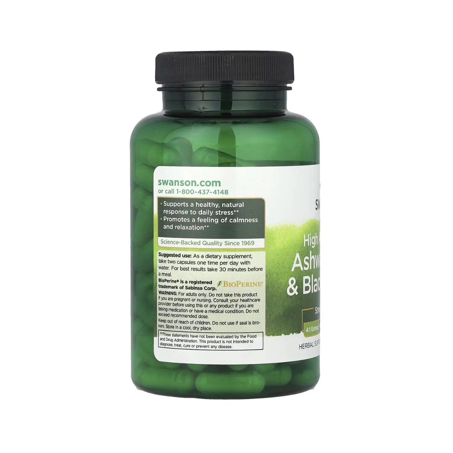 Swanson High Absorption Ashwa & Black Pepper - Featuring Bioperine 120 Caps