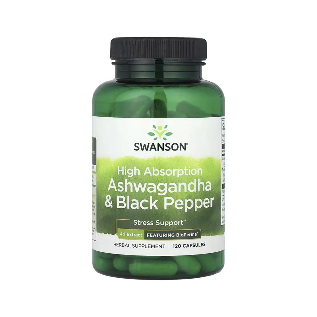 Swanson High Absorption Ashwa & Black Pepper - Featuring Bioperine 120 Caps