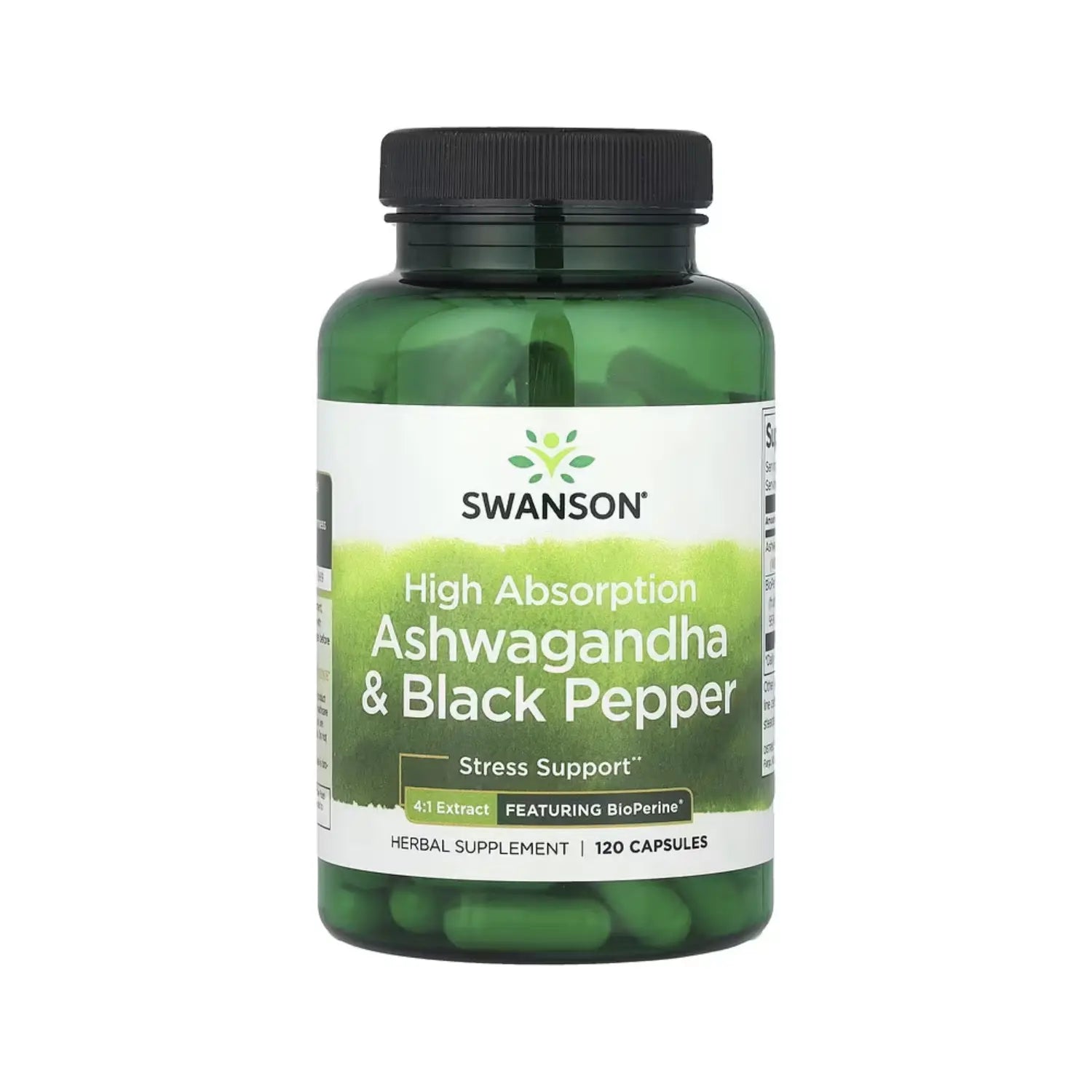 Swanson High Absorption Ashwa & Black Pepper - Featuring Bioperine 120 Caps