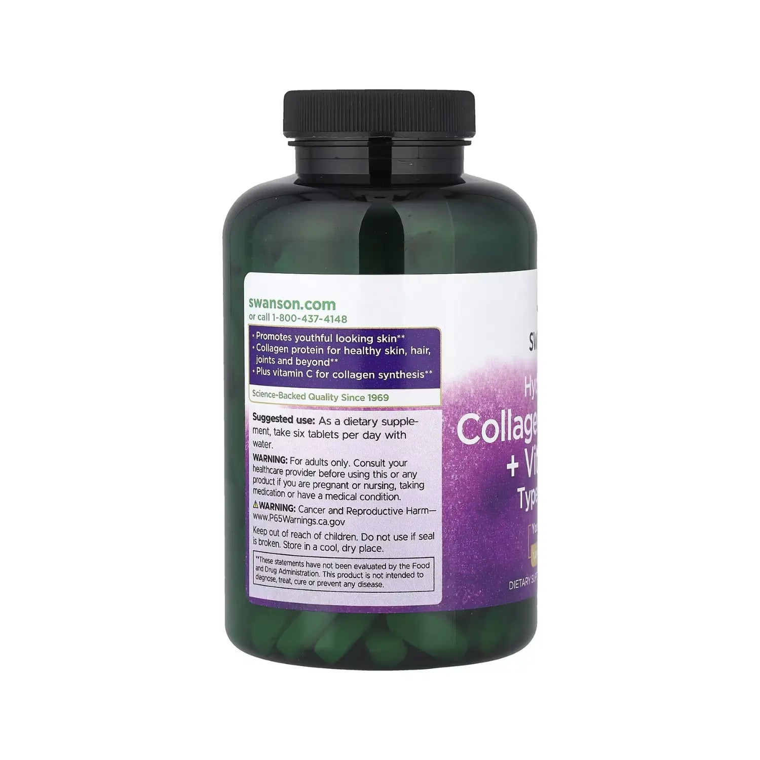 SWANSON PÉPTIDOS COLÁGENO HIDROLIZADO + VIT. C 1000MG 250TABS SFN