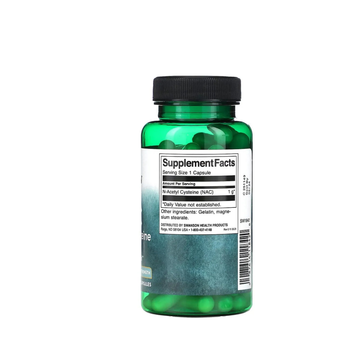 Swanson, Nac N-acetyl Cysteine, Antioxidante, Desintoxicante Hepático Y Protector Del Sistema Respiratorio, 1.000 Mg 60 Cápsulas