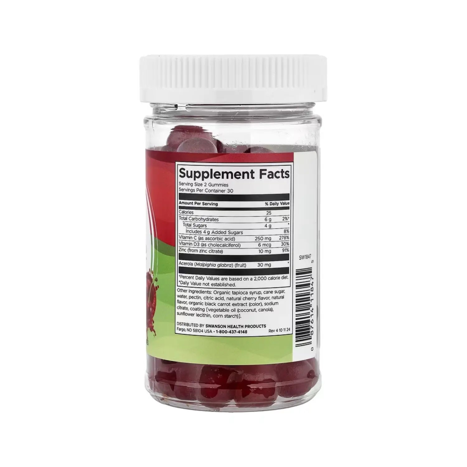 Swanson Immune Boost Gummies with Zinc, Vitamins C and D - Cherry 60 Gummies