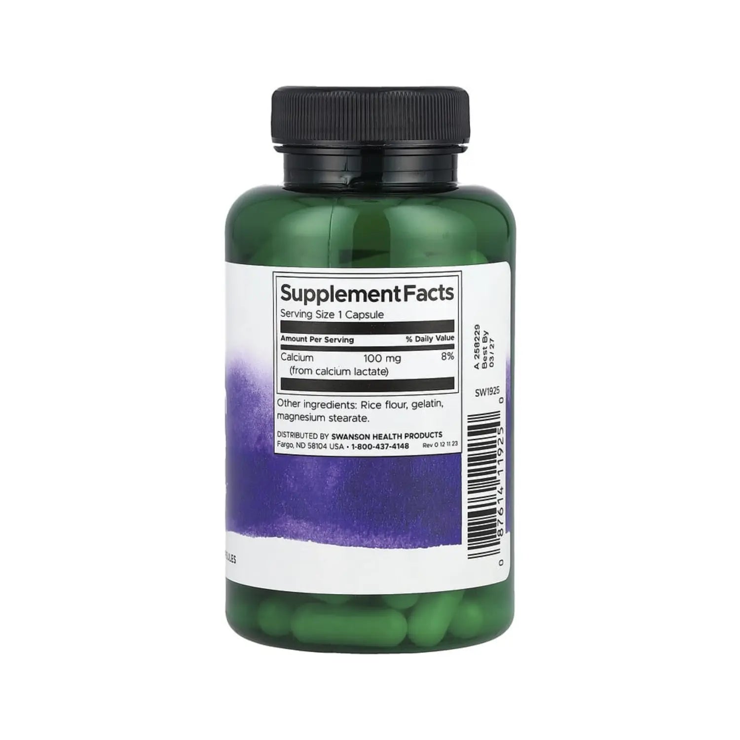 SWANSON LACTATO DE CALCIO 100 MG 100 CAPSULAS SFN
