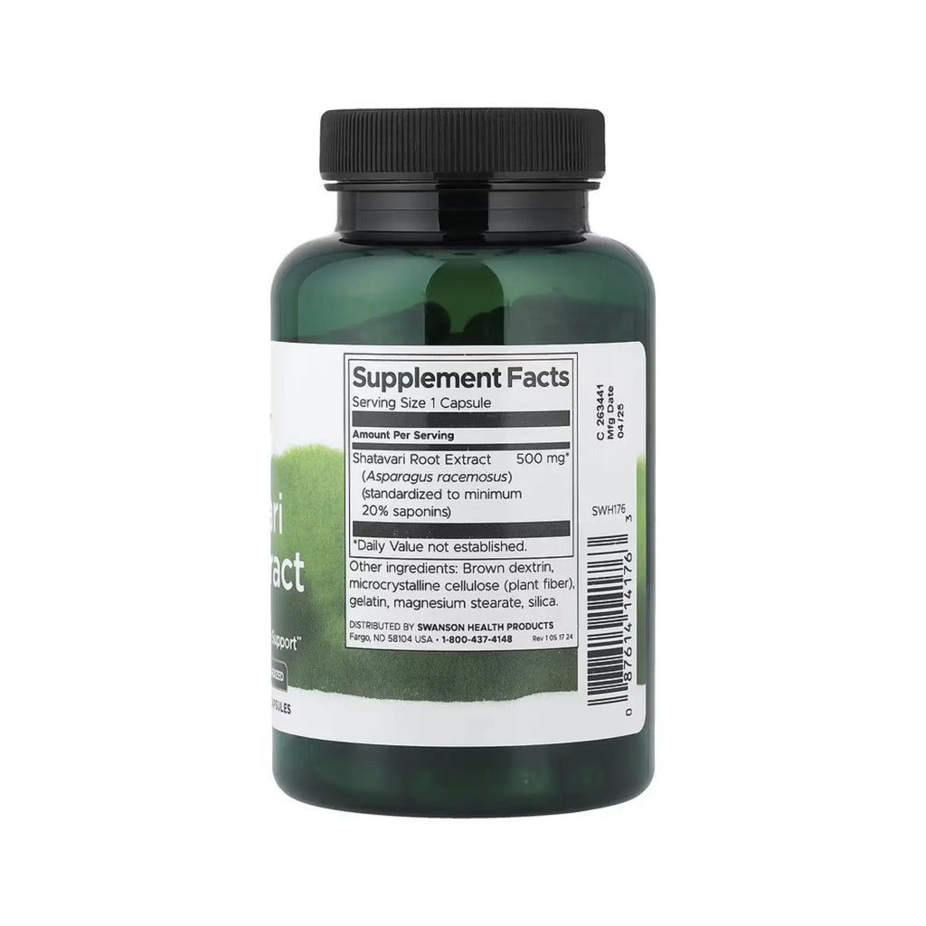 Swanson, Extracto de raíz de shatavari, 500 mg, 120 cápsulas sfn