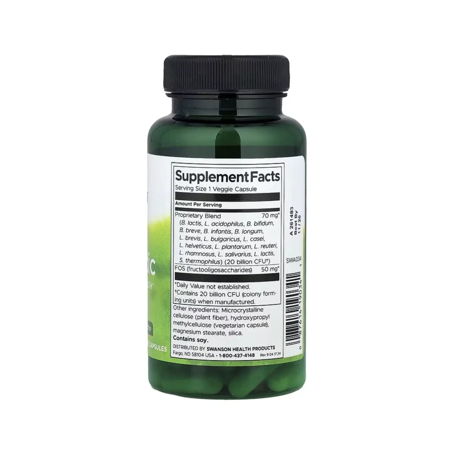 SWANSON PROBIÓTICO SALUD DIGESTIVA 20 BILLION CFU 60 VEGCAPS SFN