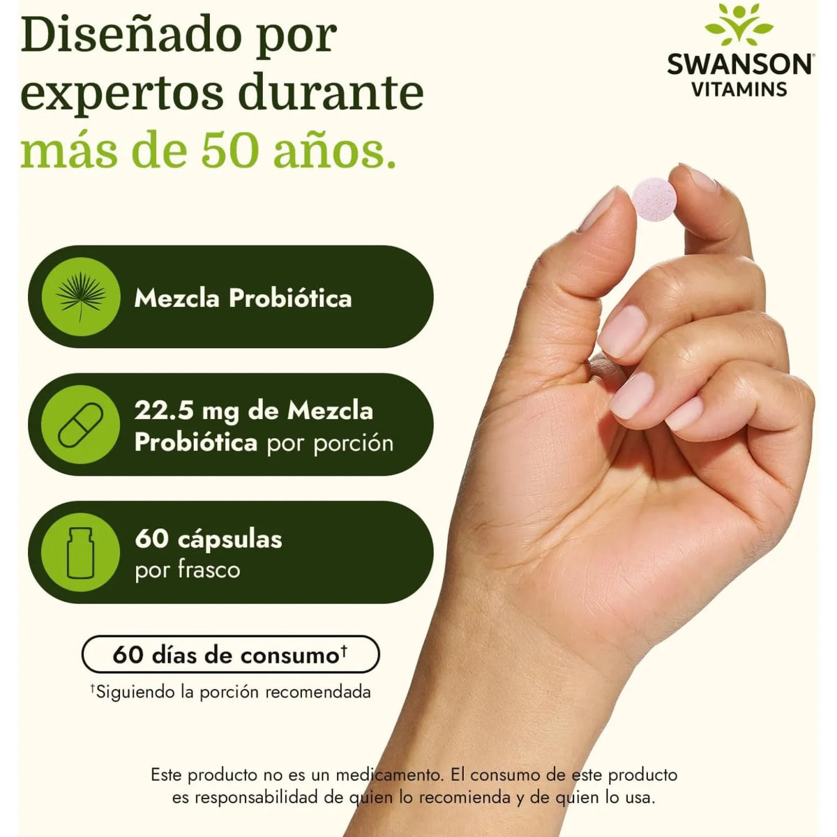 Swanson, Probiótico Para Niños, Sabor Natural A Cereza, 3 Billones De UFC, 60 Tabletas Masticables