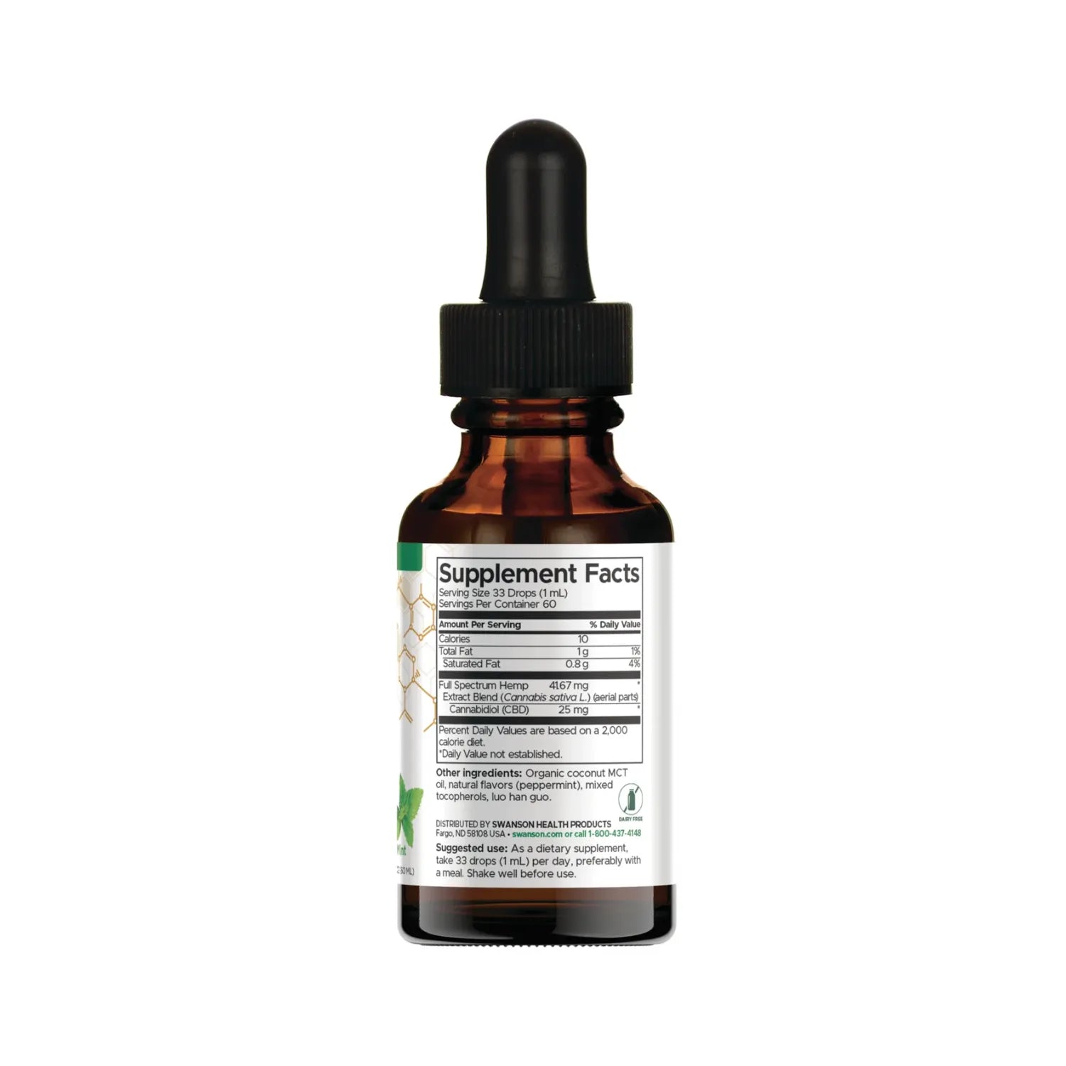 Swanson Extra Strength Cbd Full Spectrum - Mint 25 mg 1 fl oz Liq