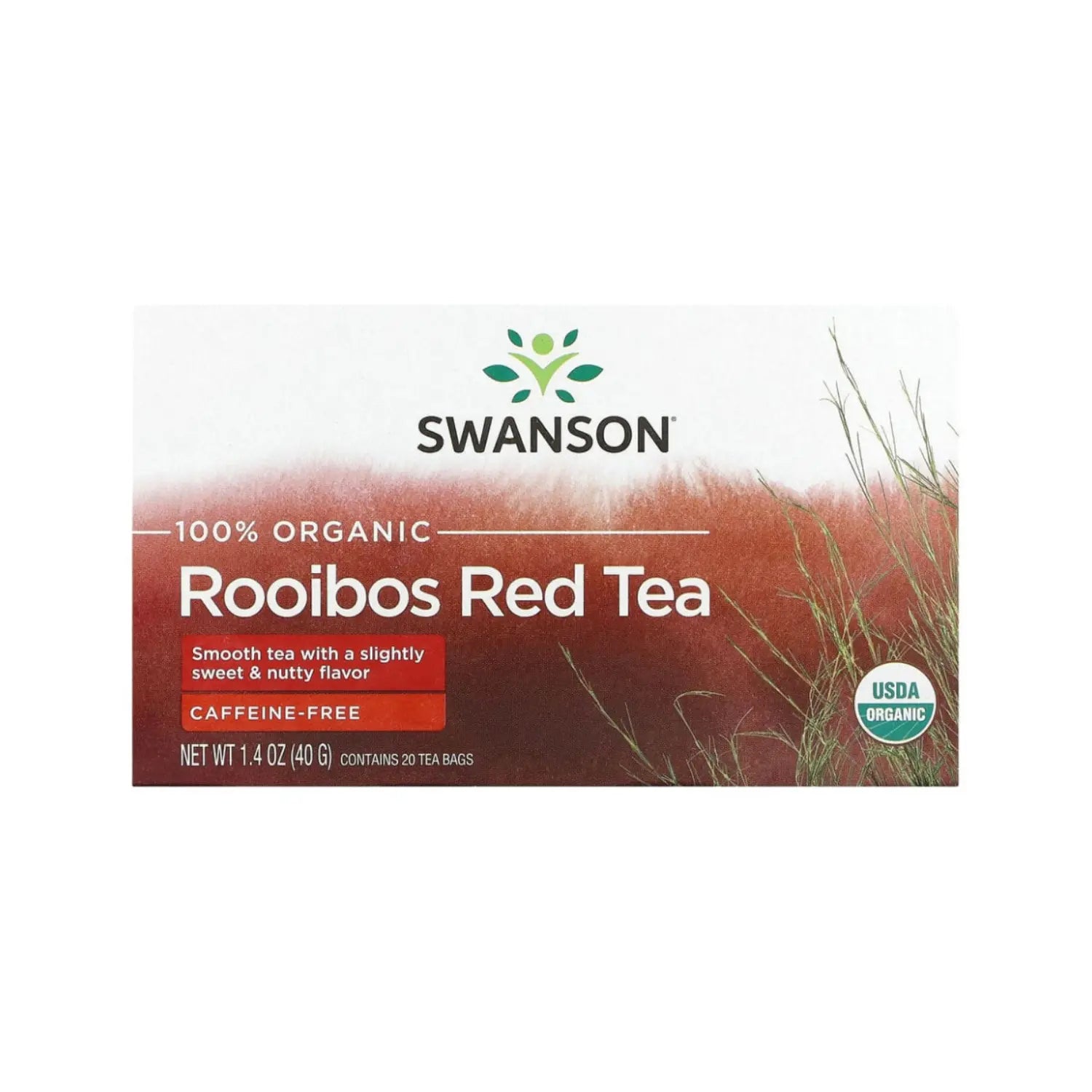 SWANSON TÉ ROJO ROOIBOS SIN CAFEÍNA 20 BOLSITAS DE 40G SFN