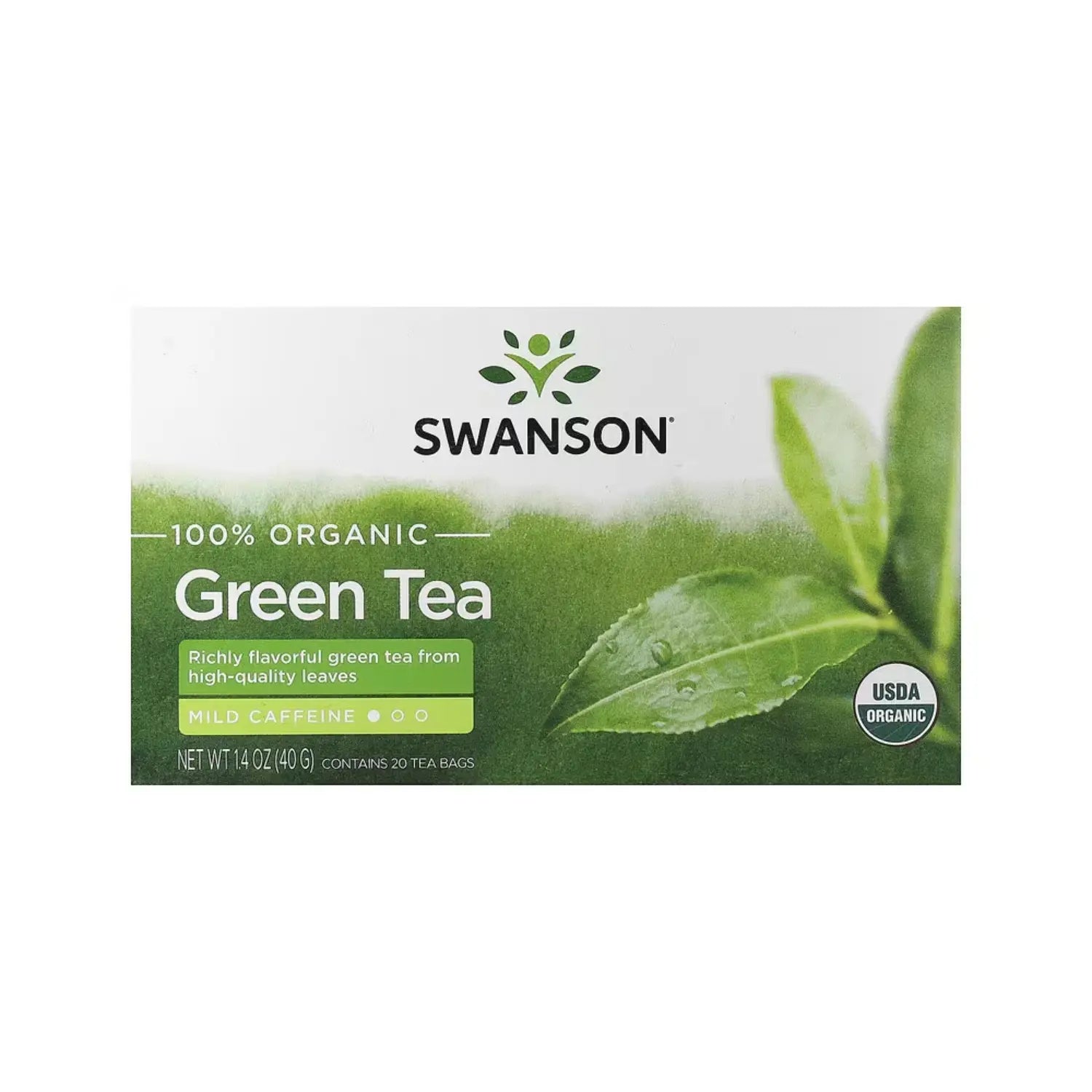 SWANSON TÉ VERDE ORGÁNICO 20 BOLSITAS DE 40G (1,4 OZ) SFN