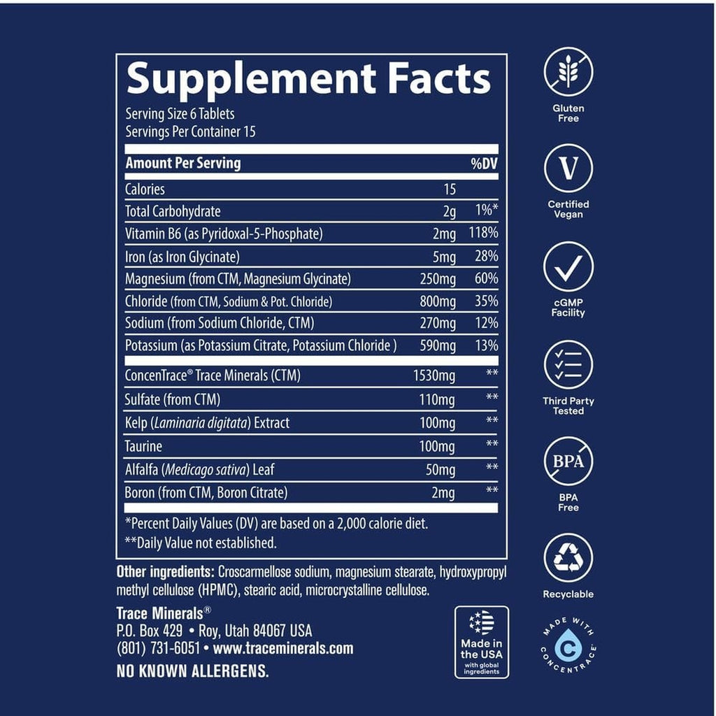 Trace Minerals Electrolyte Stamina Taurina 300 Tabletas