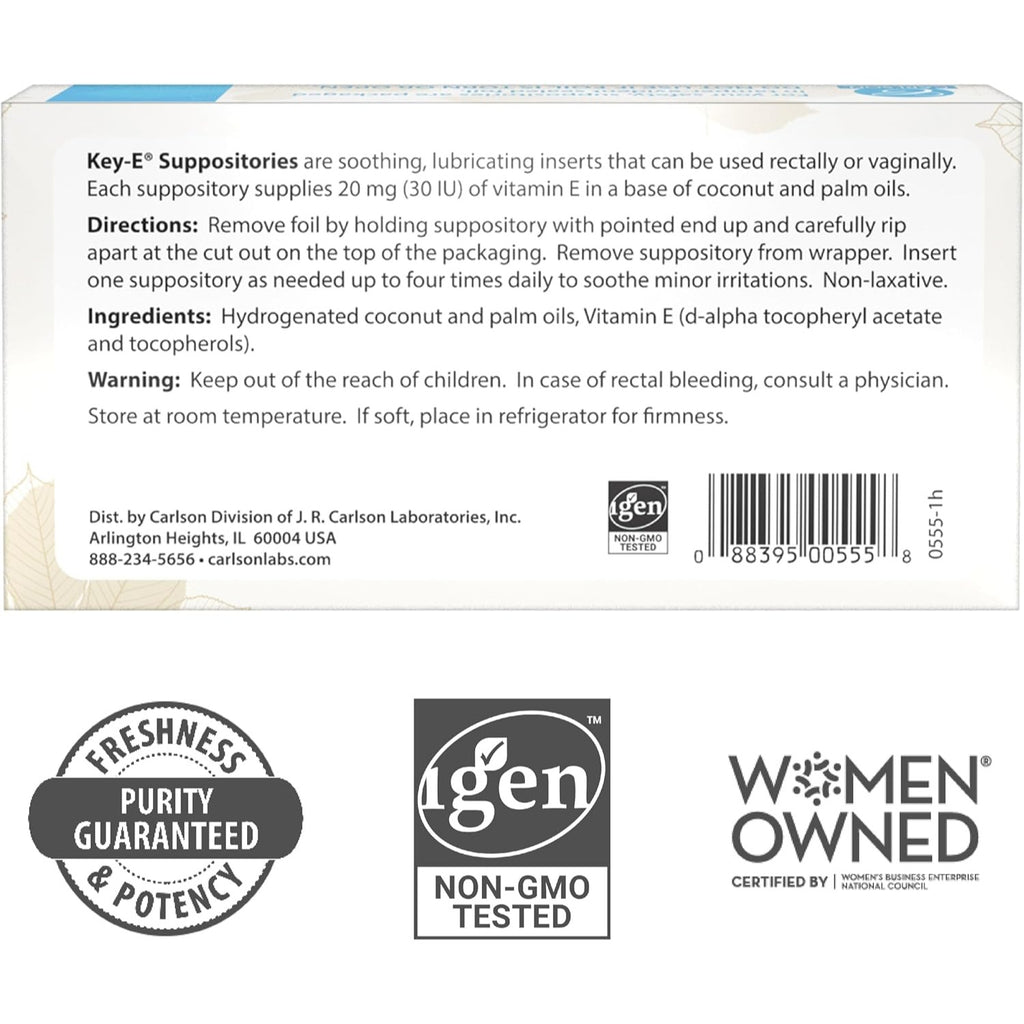 Carlson Labs Key-E Vitamina E 30 UI 12 Supositorios