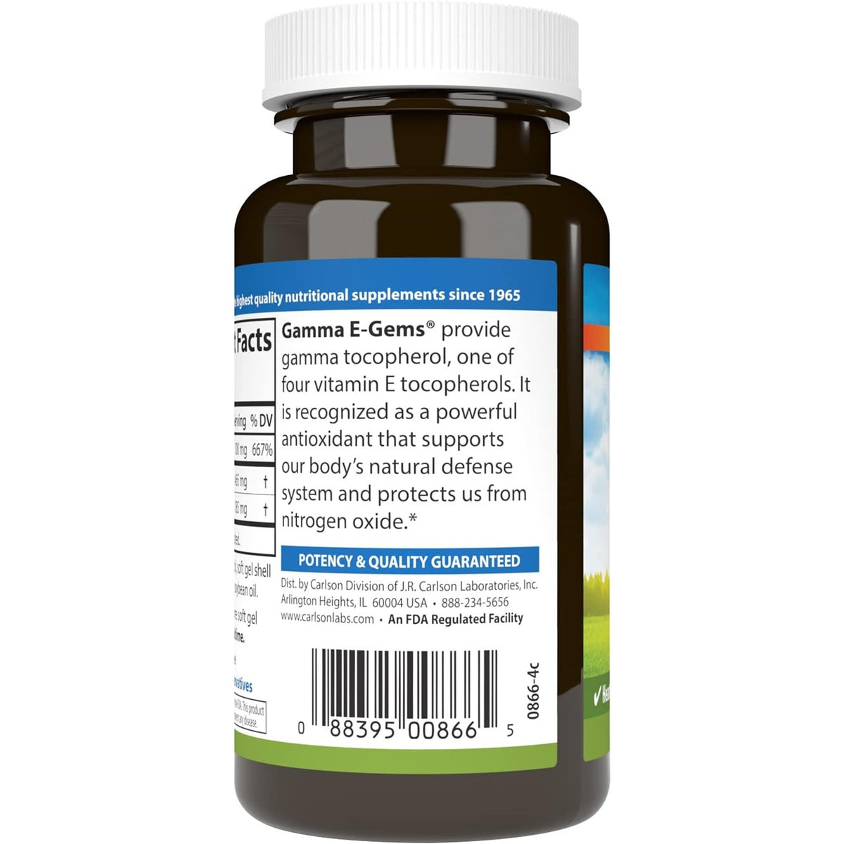 Carlson Labs Gamma E Gems Gamma Tocoferol 465 mg 60 Cápsulas Blandas