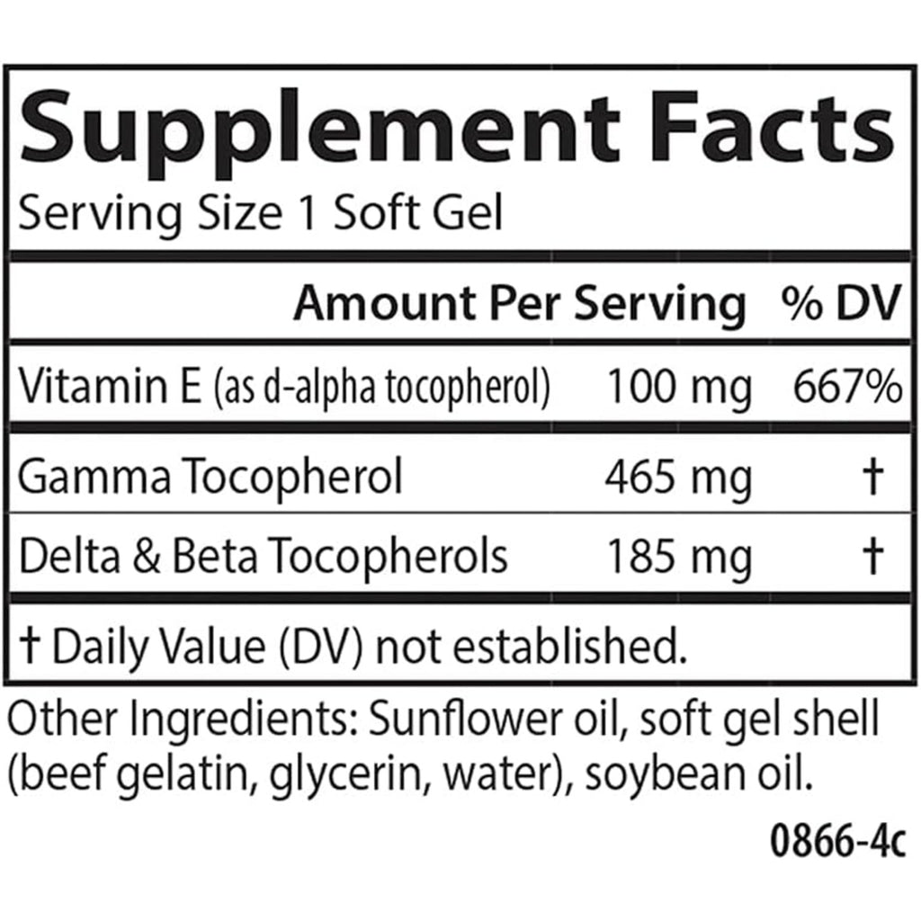 Carlson Labs Gamma E Gems Gamma Tocoferol 465 mg 60 Cápsulas Blandas