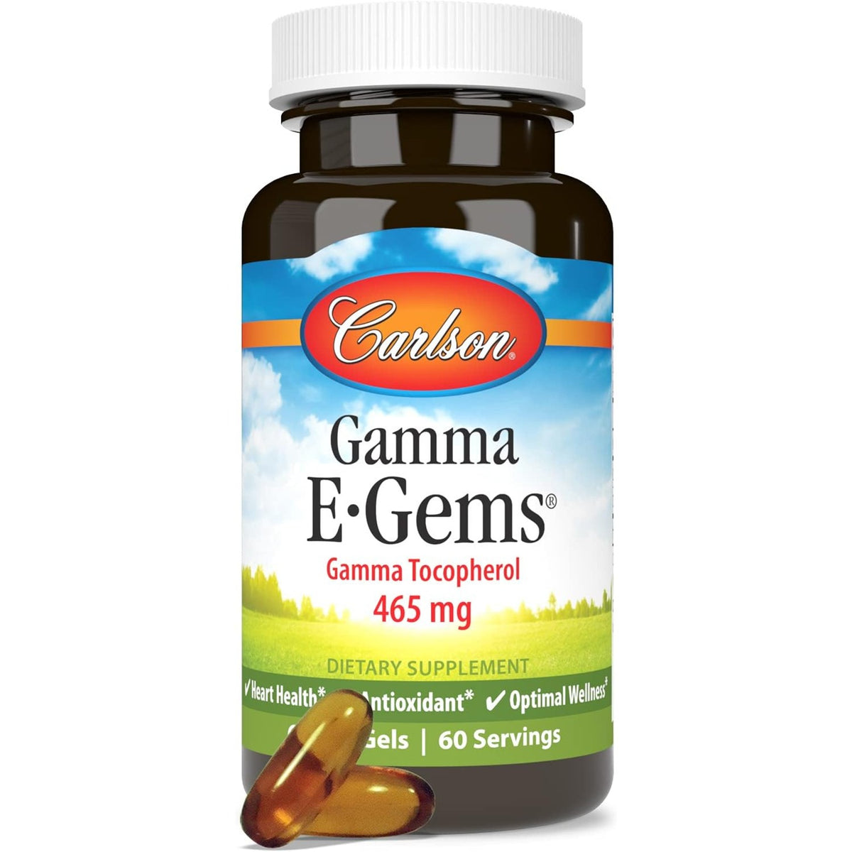 Carlson Labs Gamma E Gems Gamma Tocoferol 465 mg 60 Cápsulas Blandas