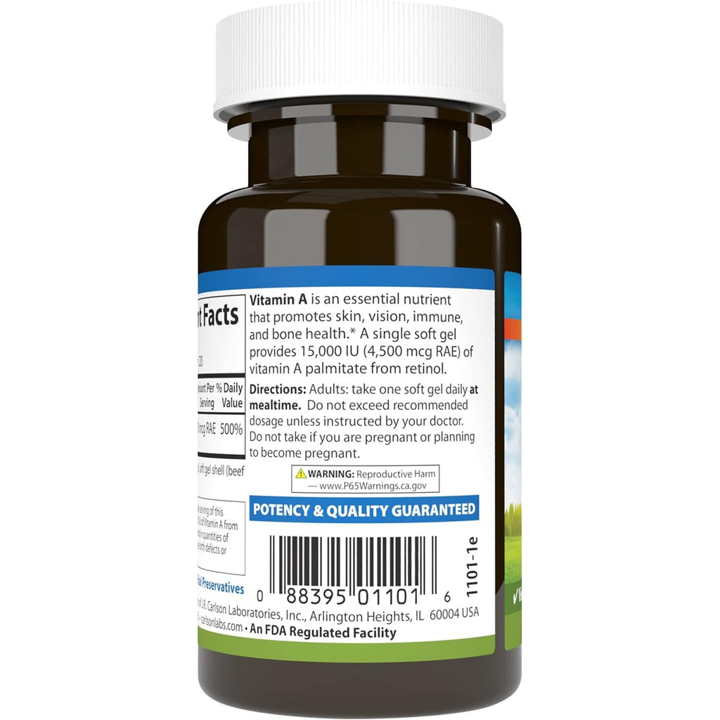 Carlson Labs Vitamina A 15,000 UI (4500 mcg RAE) 120 Cápsulas Blandas