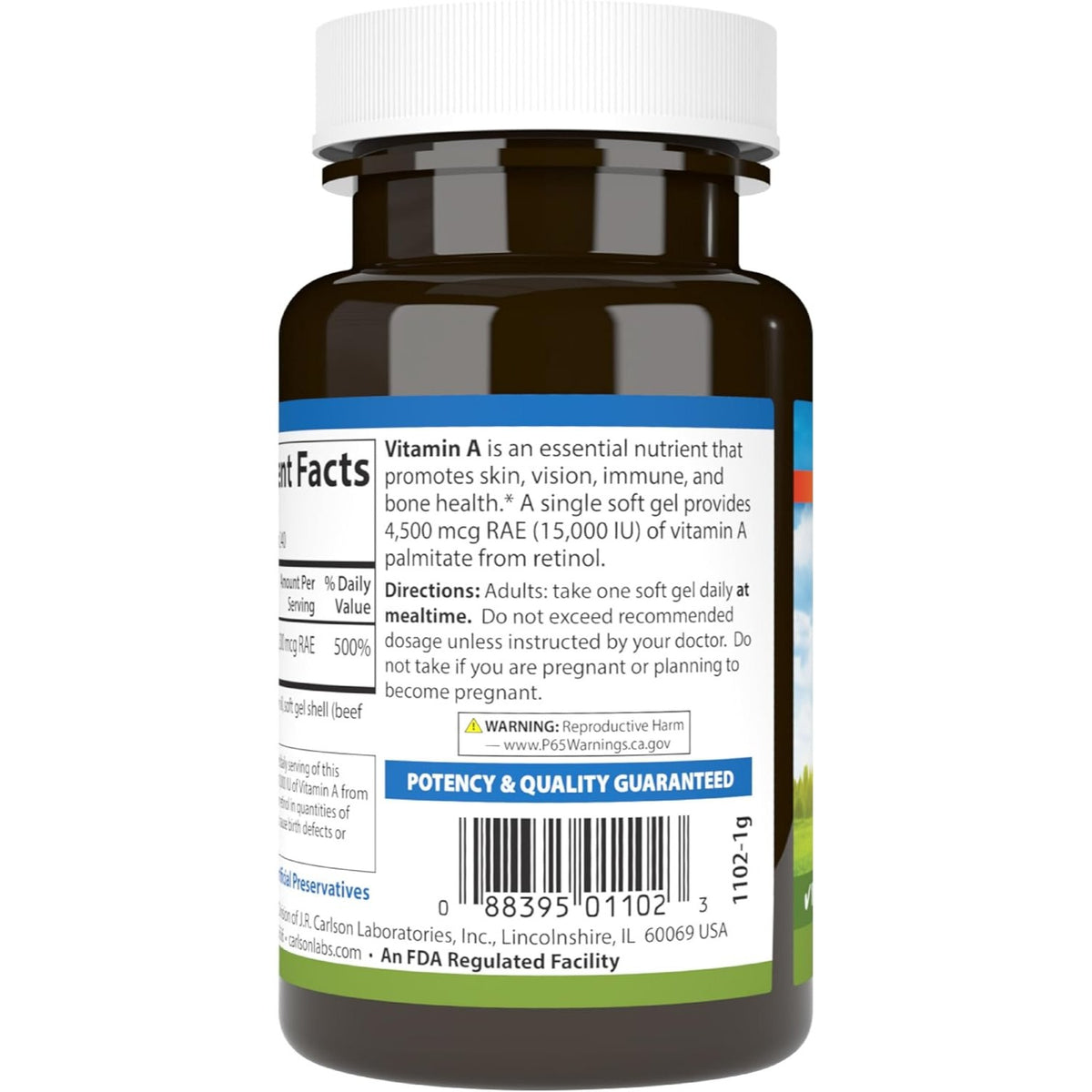 Carlson Labs Vitamina A 15,000 UI (4500 mcg RAE) 240 Cápsulas Blandas