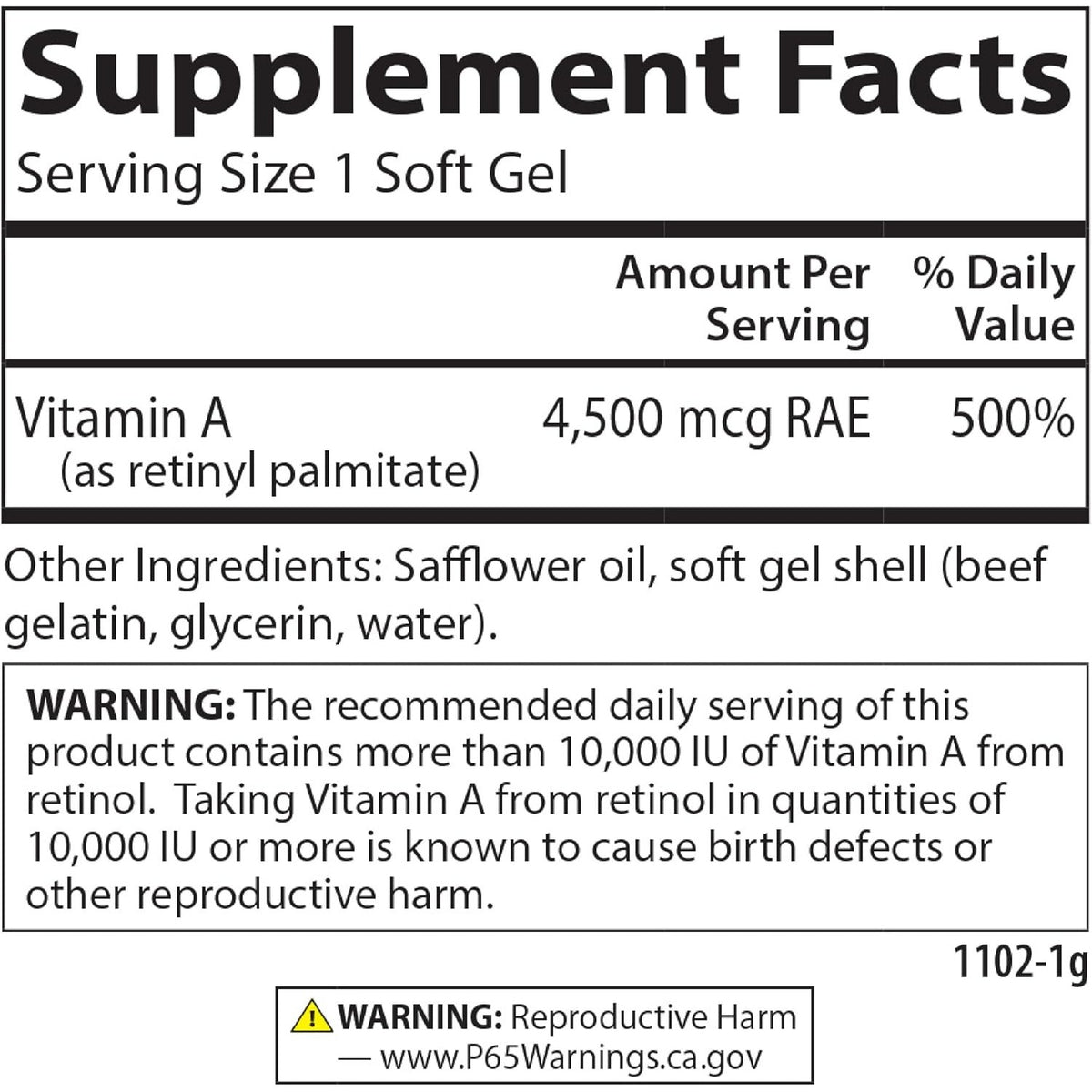 Carlson Labs Vitamina A 15,000 UI (4500 mcg RAE) 240 Cápsulas Blandas