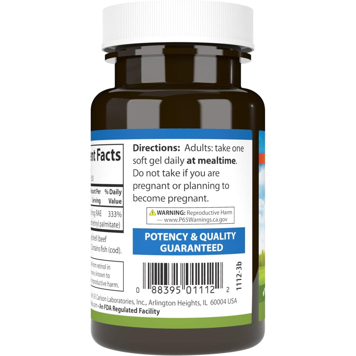 Carlson Labs Vitamina A 10,000 UI (3000 mcg RAE) 250 Cápsulas Blandas