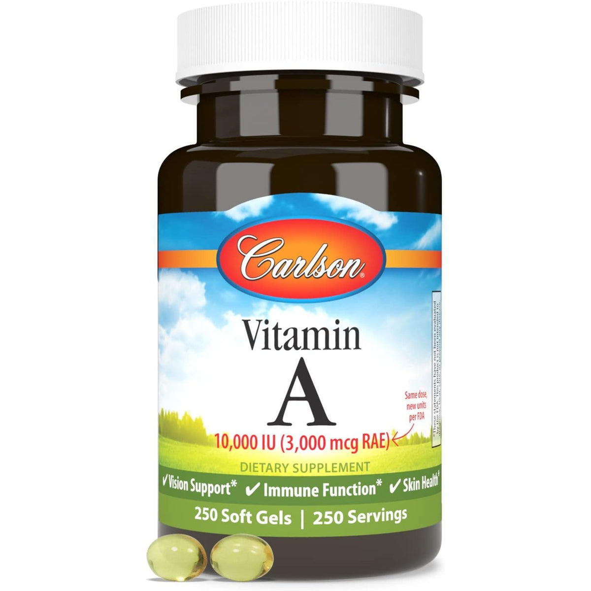 Carlson Labs Vitamina A 10,000 UI (3000 mcg RAE) 250 Cápsulas Blandas