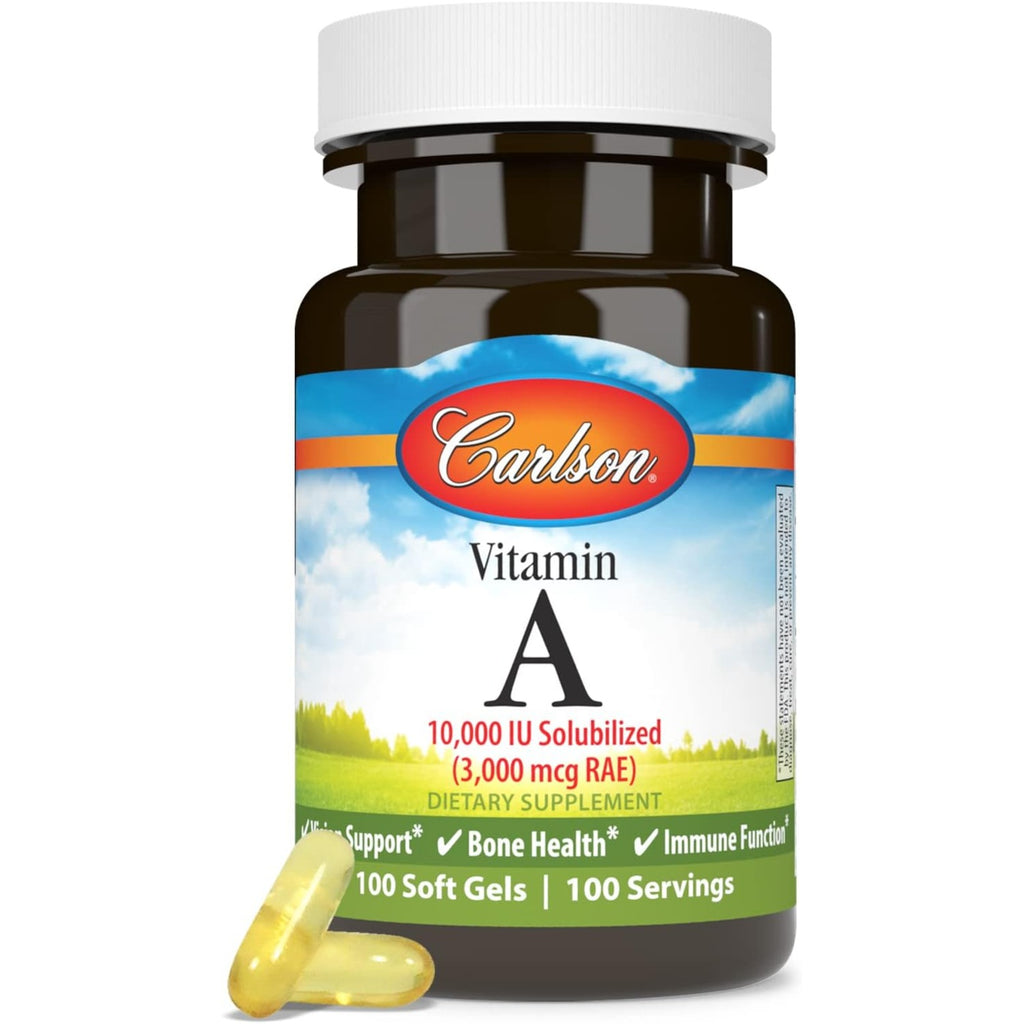 Carlson Labs Vitamina A Solubilizada 10,000 UI (3000 mcg RAE) 100 Cápsulas Blandas