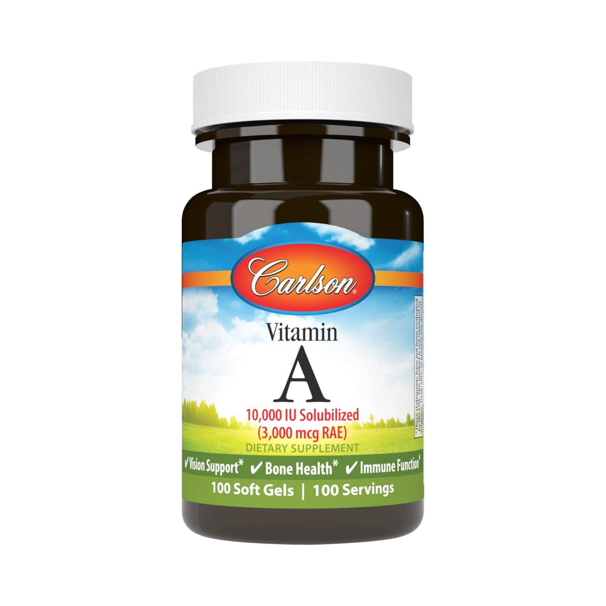 Carlson Labs Vitamina A Solubilizada 10,000 UI (3000 mcg RAE) 100 Cápsulas Blandas