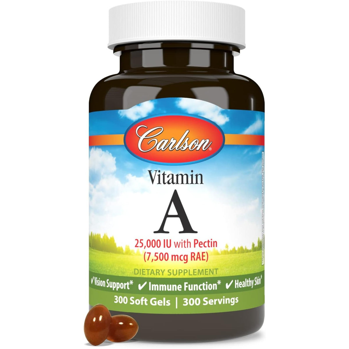 Carlson Labs Vitamina A 25,000 UI (7500 mcg RAE) 300 Cápsulas Blandas