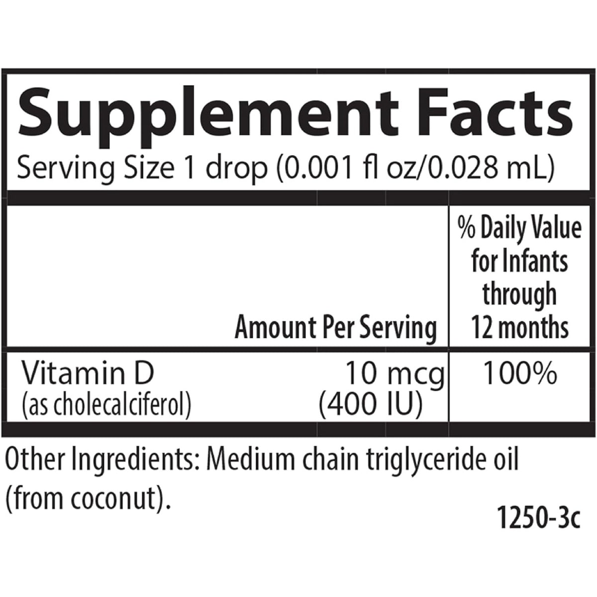 Carlson Labs Baby's Super Daily D3 400 UI 365 Gotas Sin Sabor