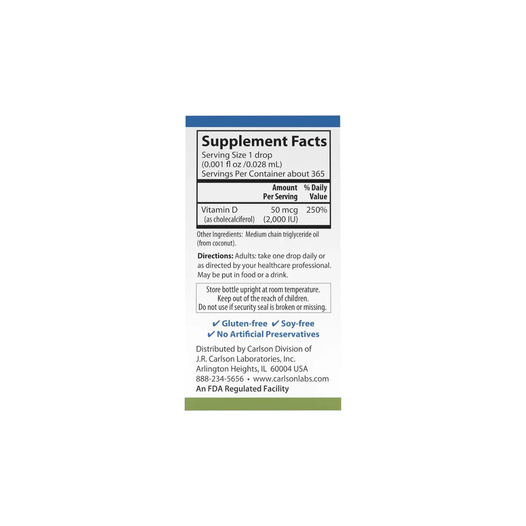 CARLSON LABS SUPER DAIRY VITAMINA D3 2000 UI, 10,3 ML SFN