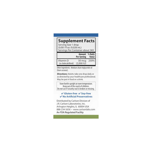 CARLSON LABS SUPER DAIRY VITAMINA D3 2000 UI, 10,3 ML SFN