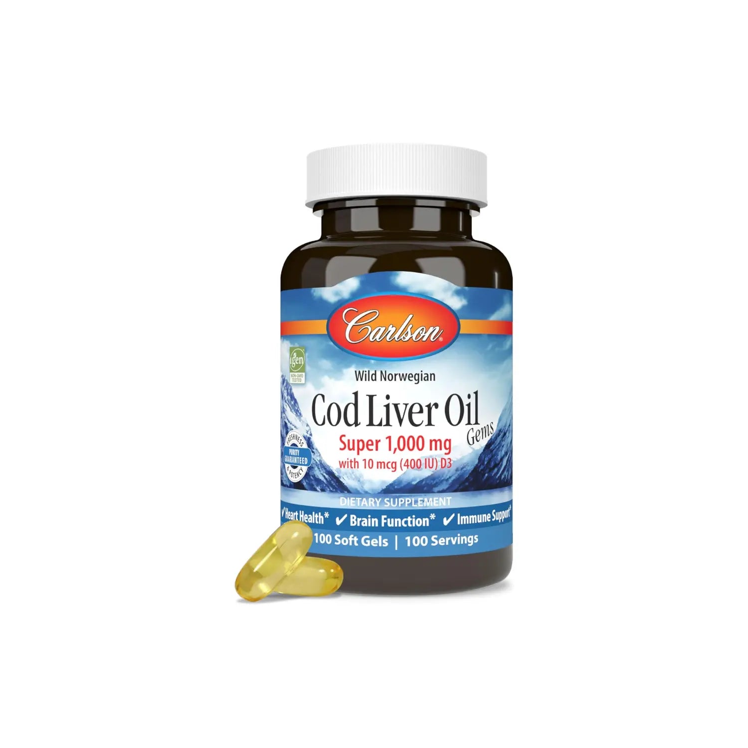 CARLSON LABS ACEITE HÍGADO BACALAO 1000 MG, 100 SOFTCAPS SFN