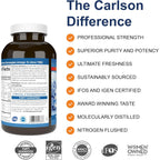 Carlson Labs Aceite de Hígado de Bacalao 230 mg Omega-3 300 Cápsulas Blandas Sabor Limón