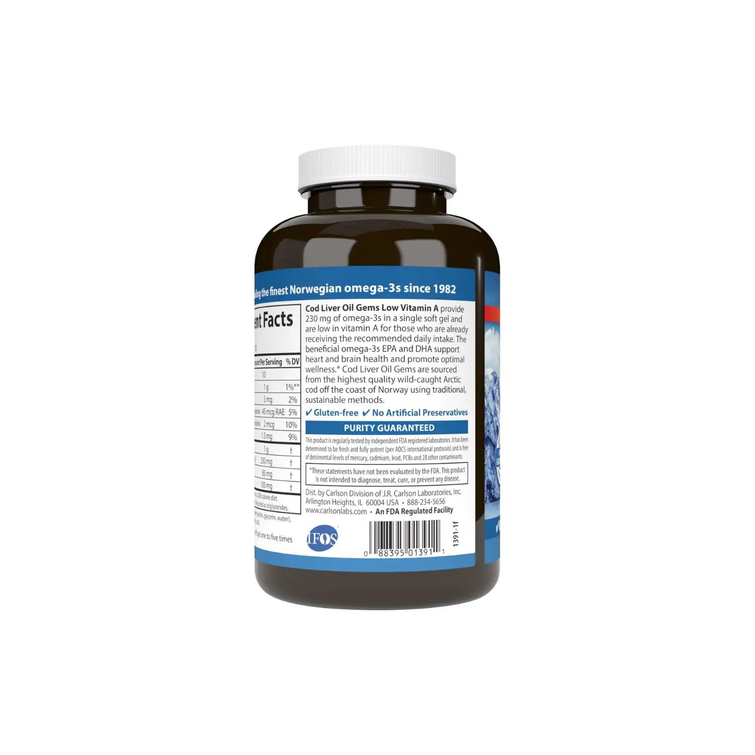 CARLSON LABS ACEITE HÍGADO BACALAO + VIT. A 150 GEMAS SFN