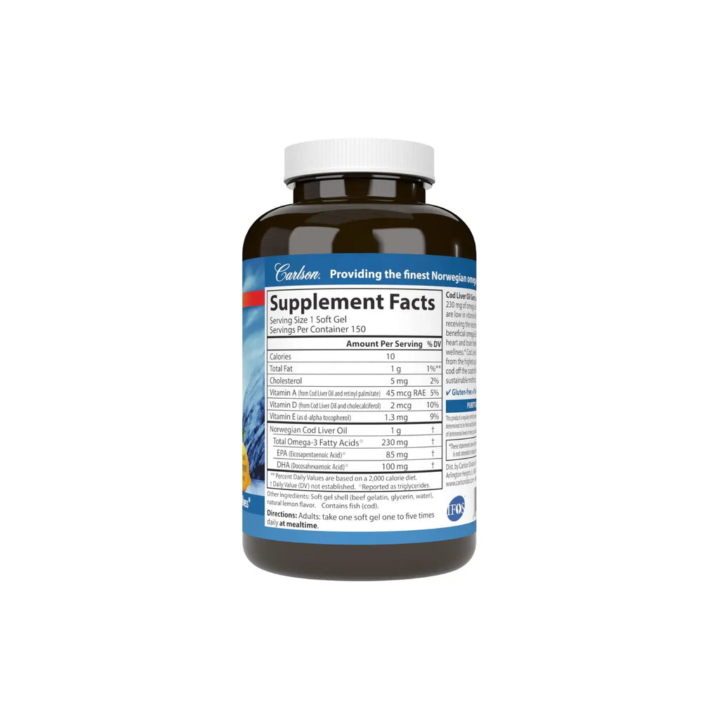 CARLSON LABS ACEITE HÍGADO BACALAO + VIT. A 150 GEMAS SFN
