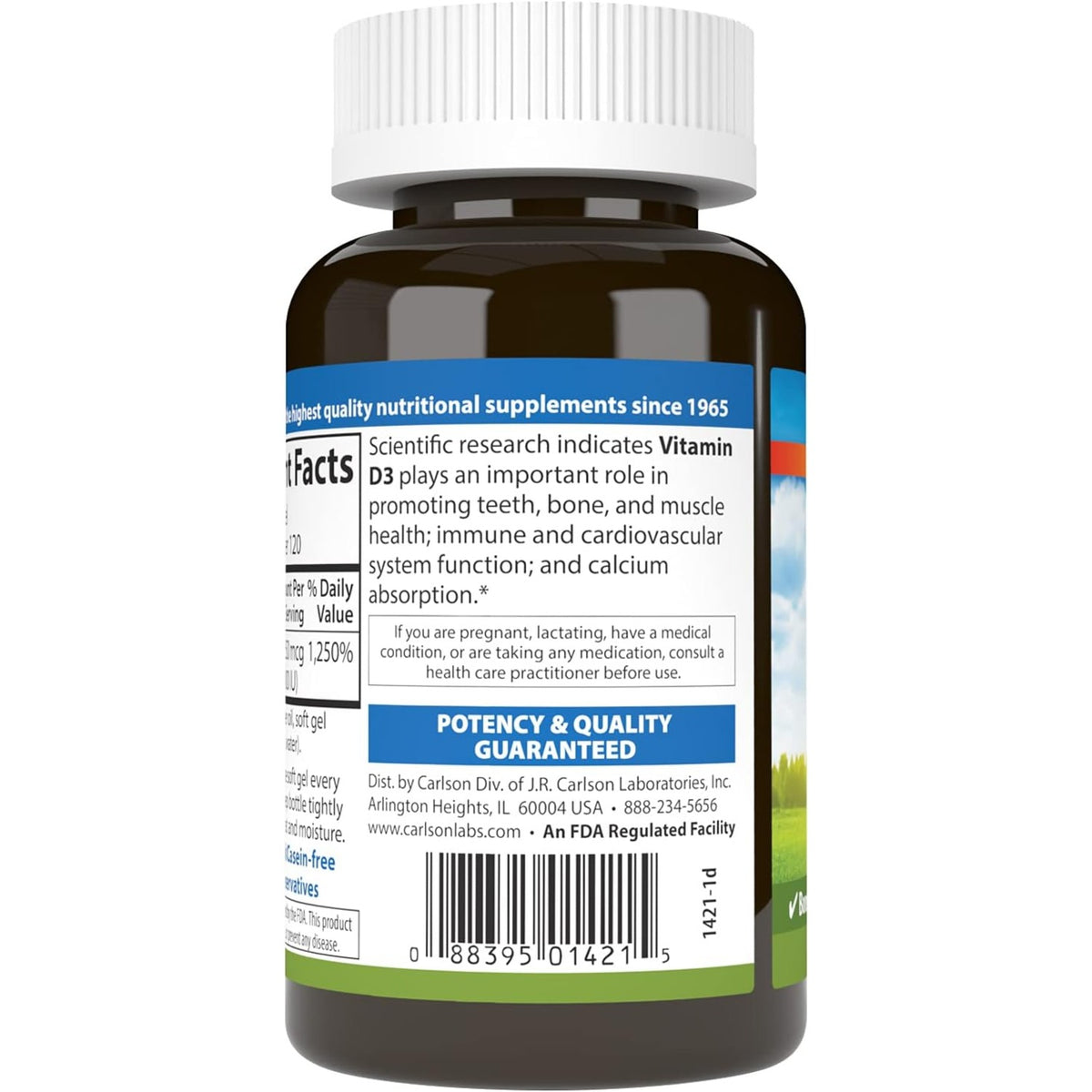 Carlson Labs Vitamina D3 10,000 UI (250 mcg) 120 Cápsulas Blandas