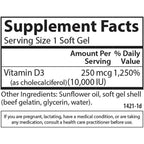 Carlson Labs Vitamina D3 10,000 UI (250 mcg) 120 Cápsulas Blandas