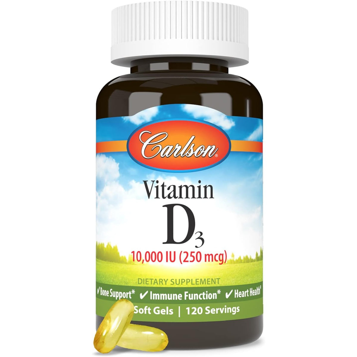 Carlson Labs Vitamina D3 10,000 UI (250 mcg) 120 Cápsulas Blandas