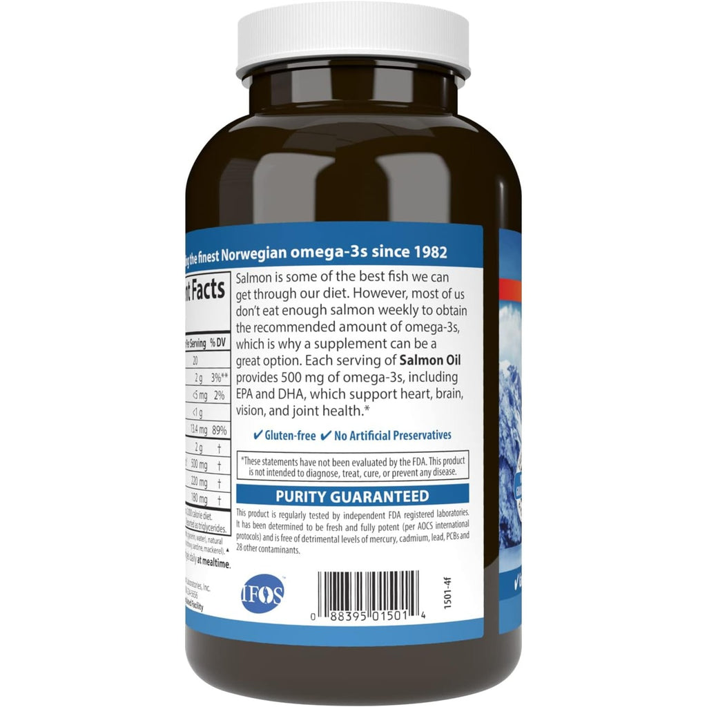 Carlson Labs Aceite de Salmón Noruego 500 mg Omega-3 180 Cápsulas Blandas