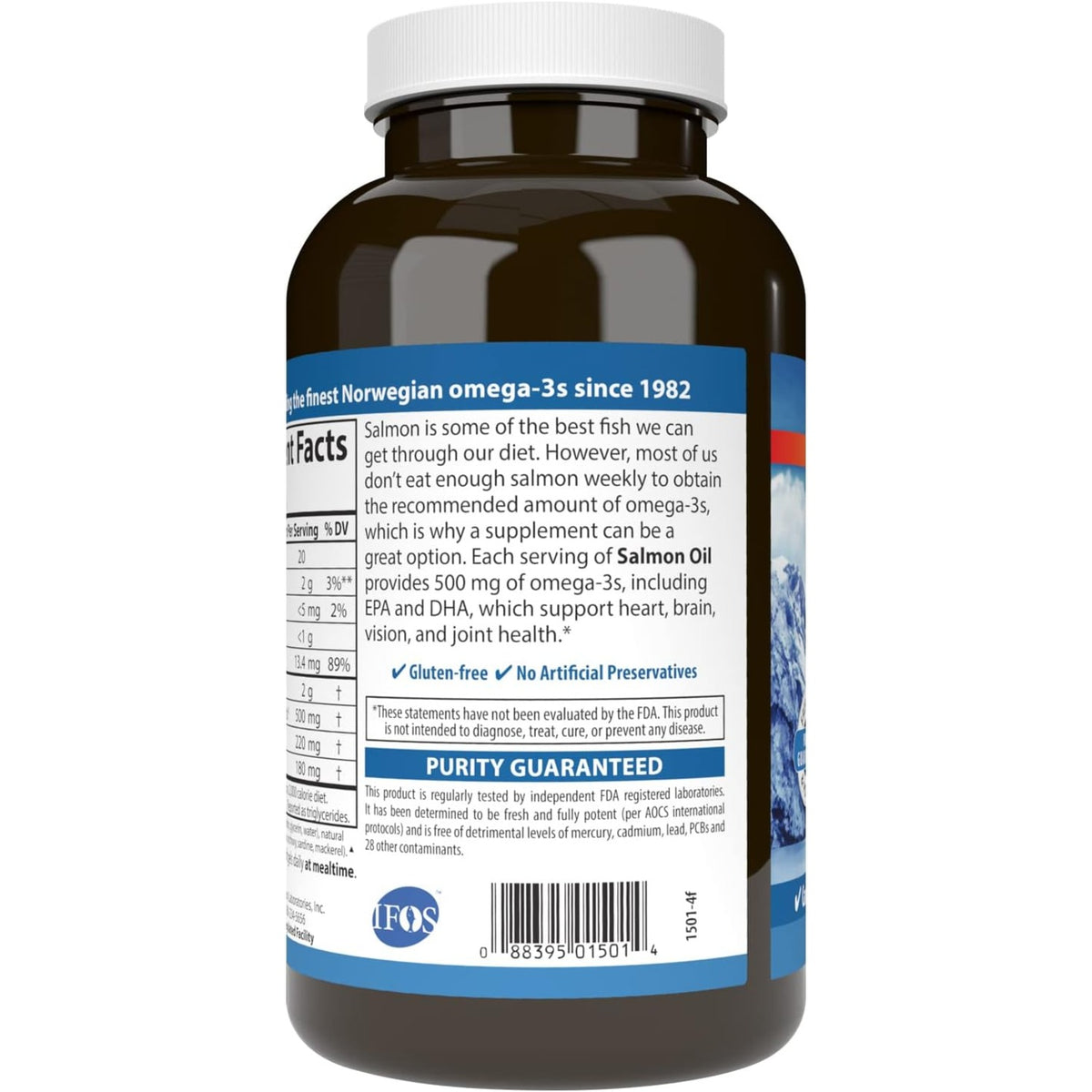 Carlson Labs Aceite de Salmón Noruego 500 mg Omega-3 180 Cápsulas Blandas