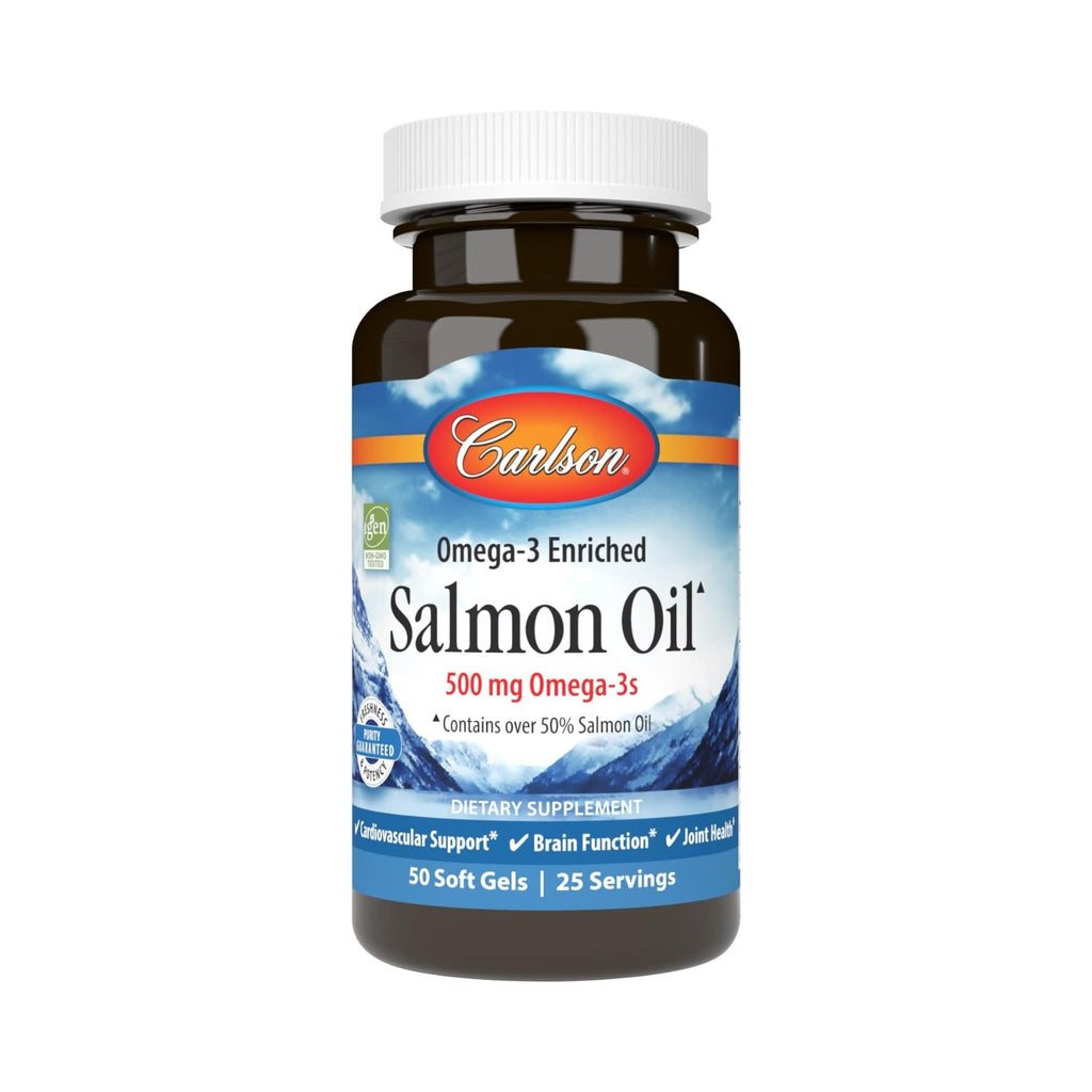 Carlson Labs Aceite de Salmón Noruego 500 mg Omega-3 50 Cápsulas Blandas