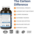 Carlson Labs Aceite de Salmón Noruego 500 mg Omega-3 180 + 50 Cápsulas Blandas